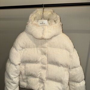 Moncler White Fur Puffer Jacket